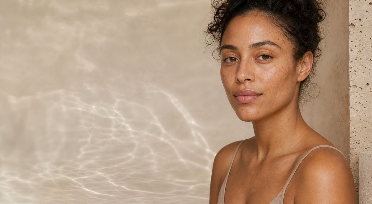 Portrait ESPERANE, peau adulte naturelle avec de légères marques résiduelles